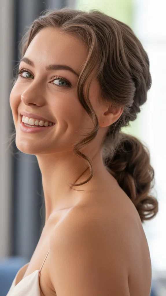 Soft Curled Low Ponytail