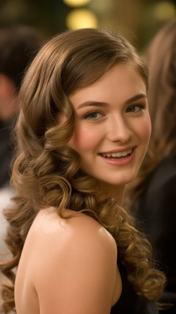 Elegant Loose Curls with Side Part