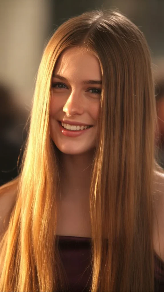 Glossy Straight Hair with Middle Part