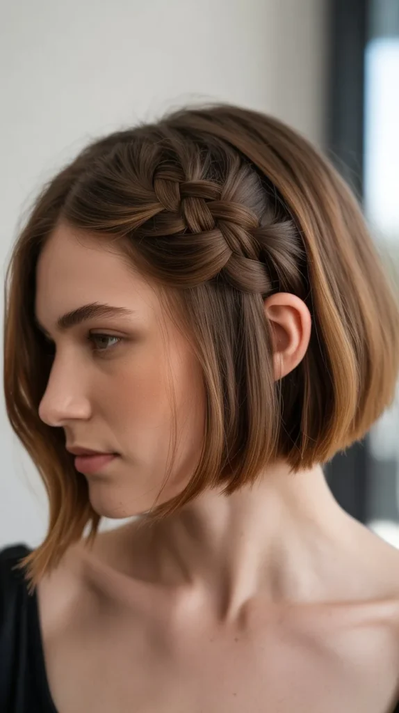 Cascading Side Braid on a Bob