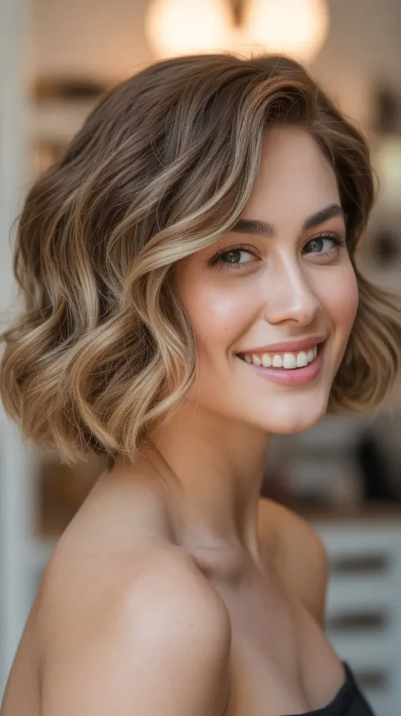 Short Angled Wavy Bob