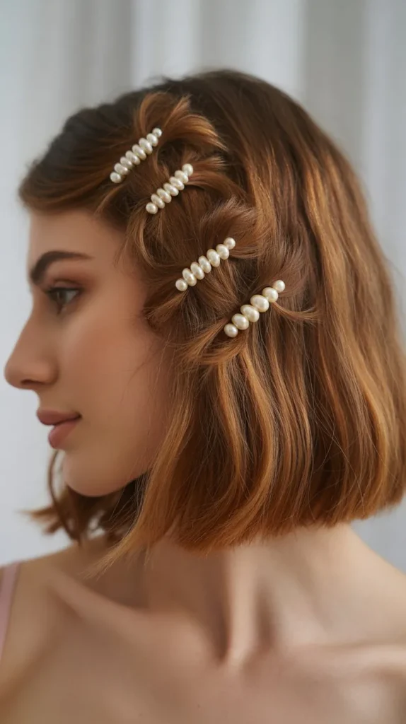 Knotted Lob with Pearl Pins