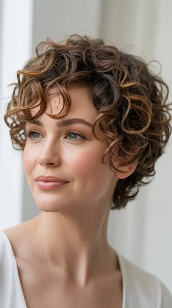 Curly Pixie with Tousled Texture
