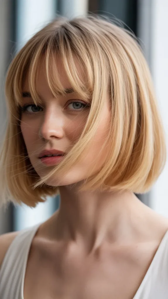 French Bob with Wispy Blonde Bangs