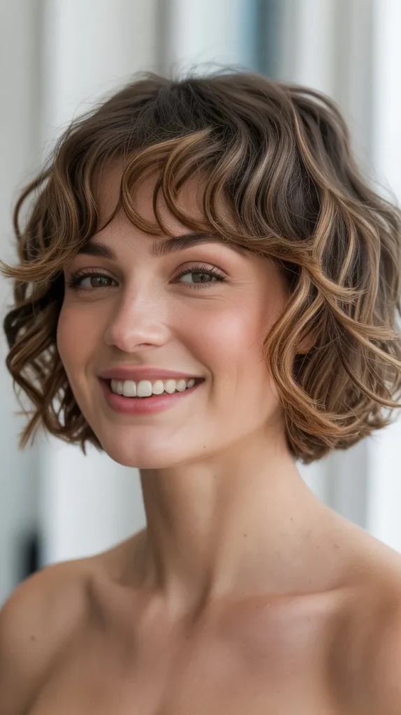 Short Wavy Bob with Wispy Bangs