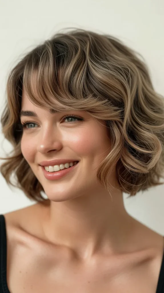 Short Wavy Bob with Side Bangs