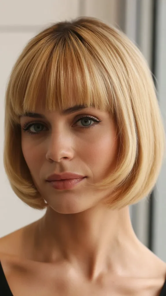 French Bob with Vintage Blonde Bangs