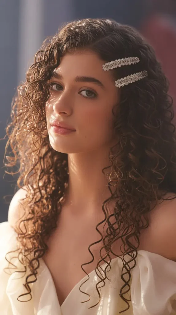 Curly Down Hair with Hair Clips