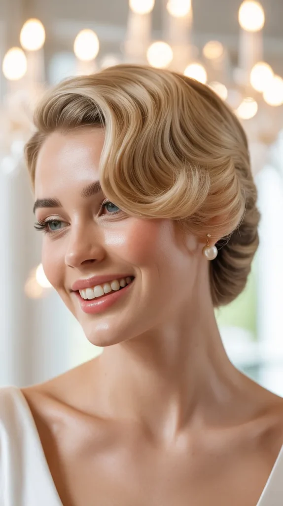 Side-Swept Short Blonde Hair
