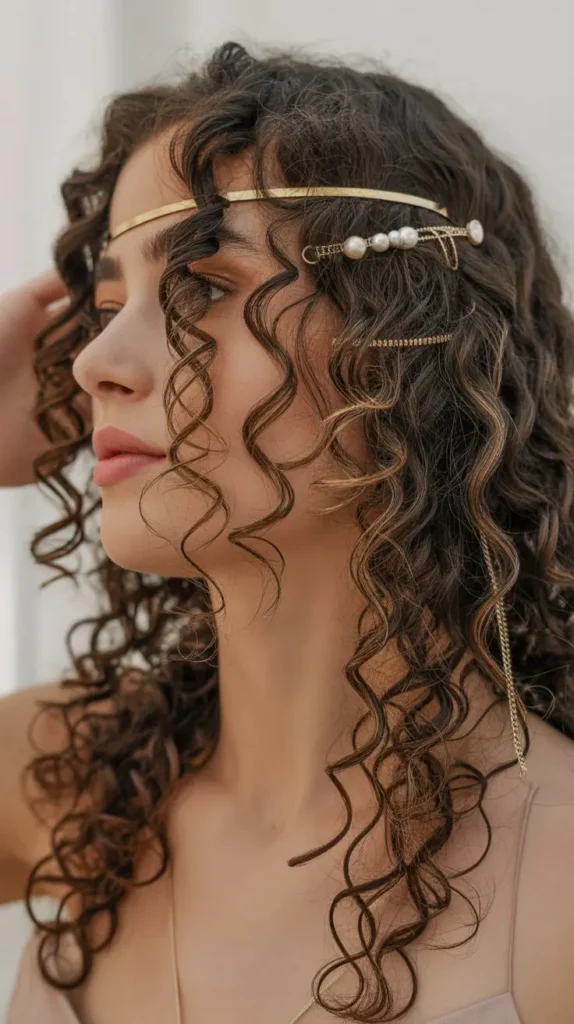 Accessorized Curly Down Style