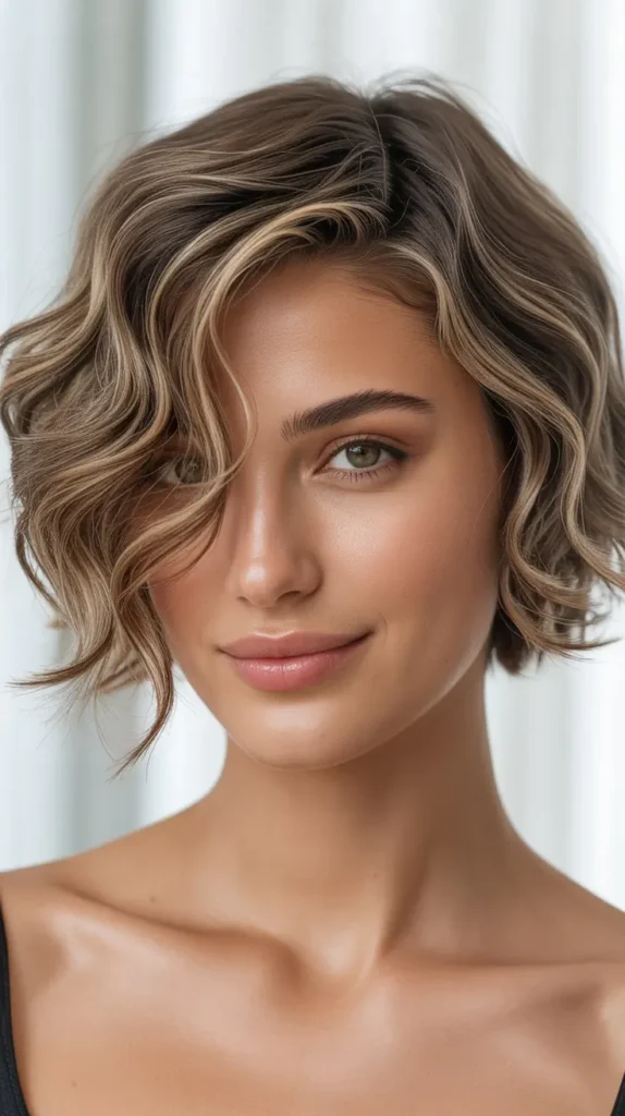 Short Wavy Hair with Side Sweep