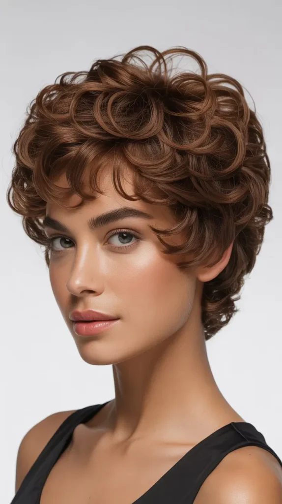 Layered Curly Pixie Cut