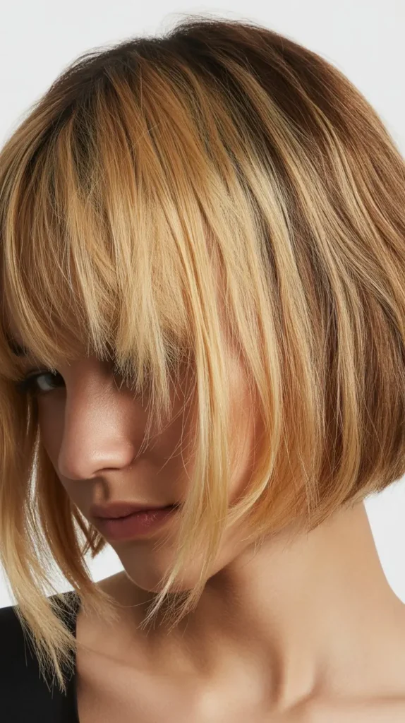 French Bob with Piecey Blonde Bangs