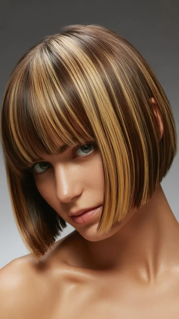  French Bob with Highlighted Blonde Bangs