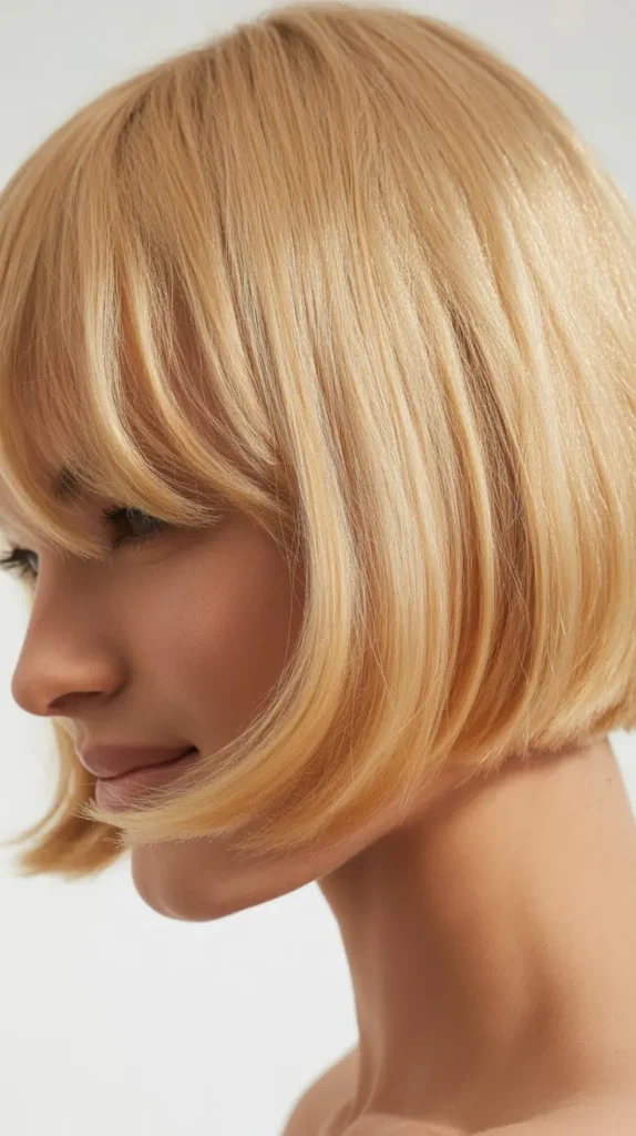 French Bob with Side-Swept Blonde Bangs