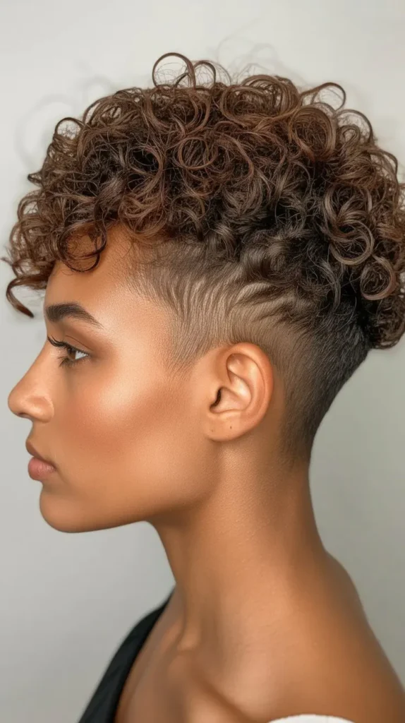 Curly Pixie with Tapered Nape