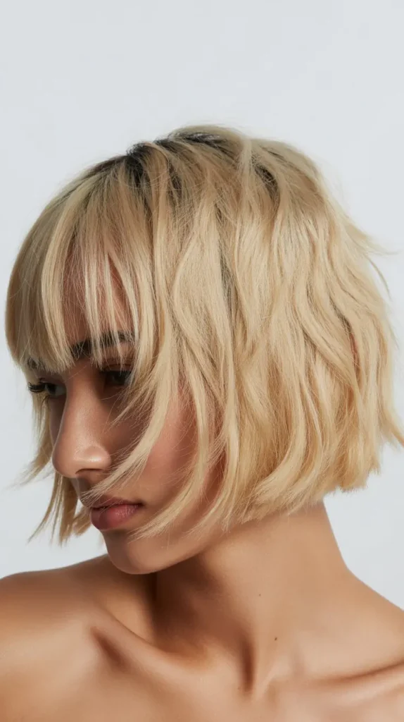 Choppy French Bob with Blonde Fringe