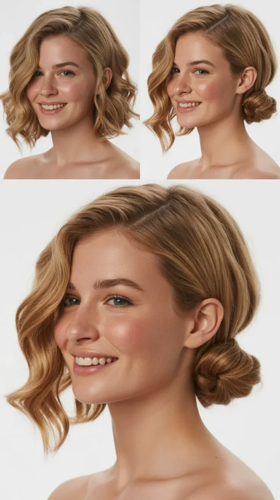Wavy Bob with Low Side Bun