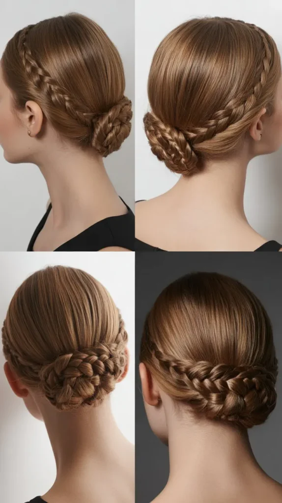 Side Part Braided Bun
