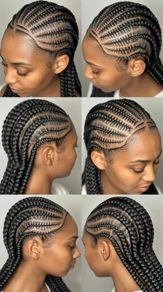  Side Part Cornrow Braids
