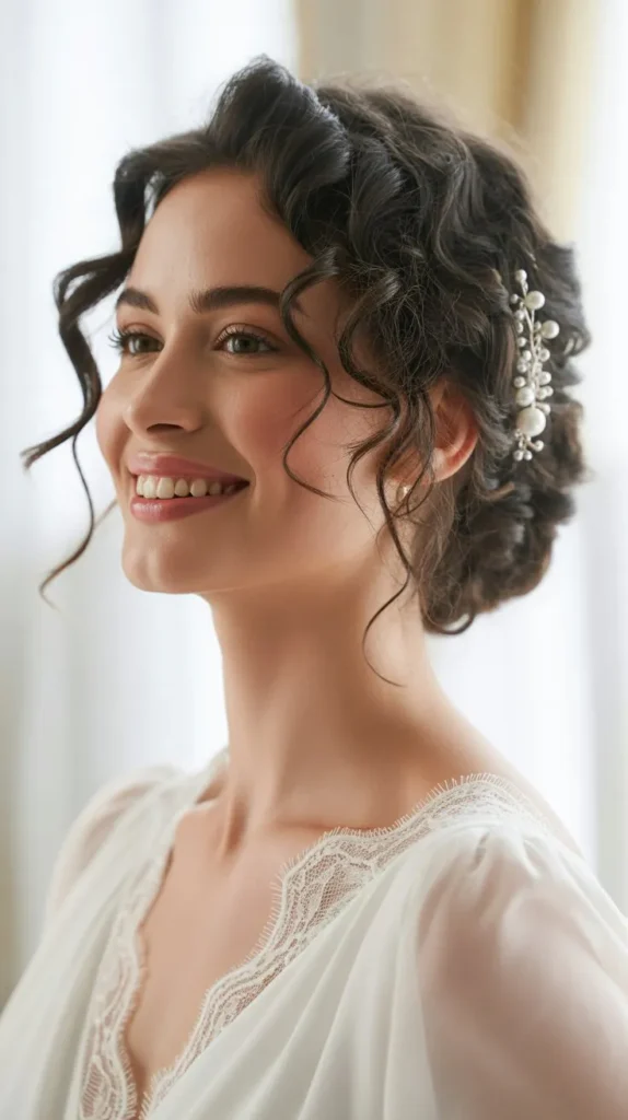 Loose Curly Bridal Updo