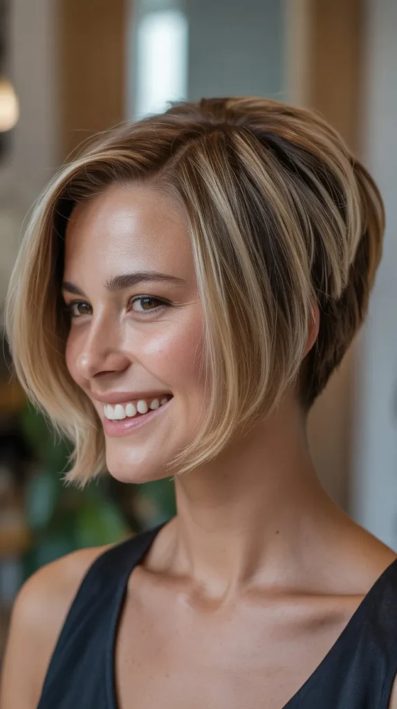 Short Wedge with Highlights for Round Faces