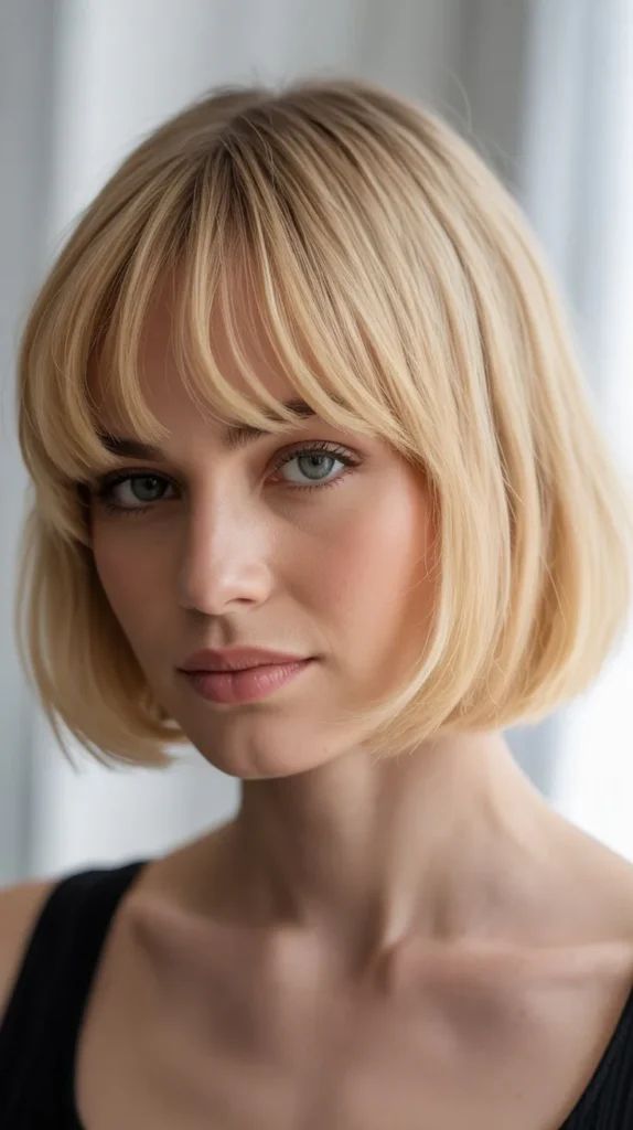 French Bob with Airy Blonde Bangs