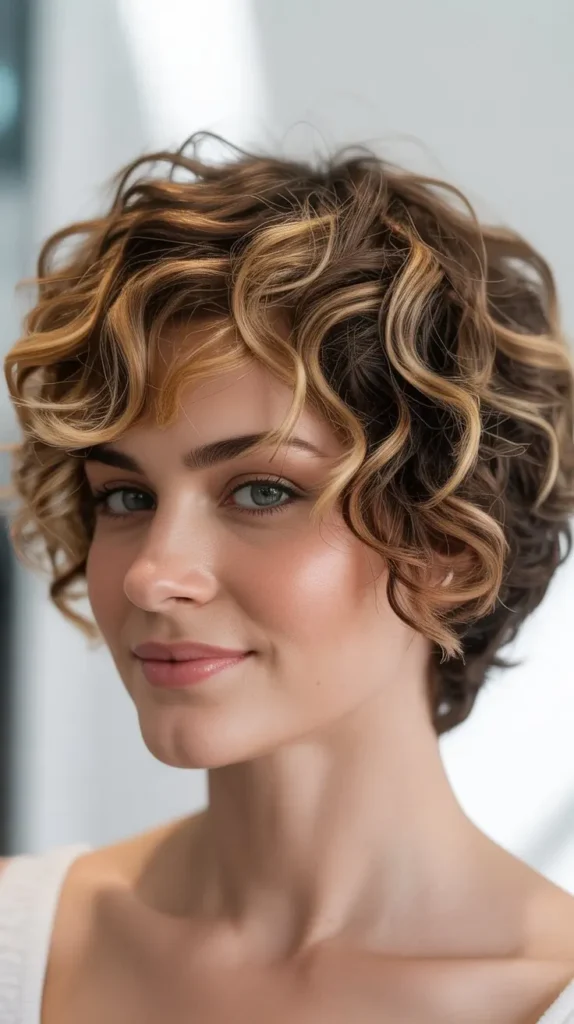 Curly Pixie with Soft Balayage