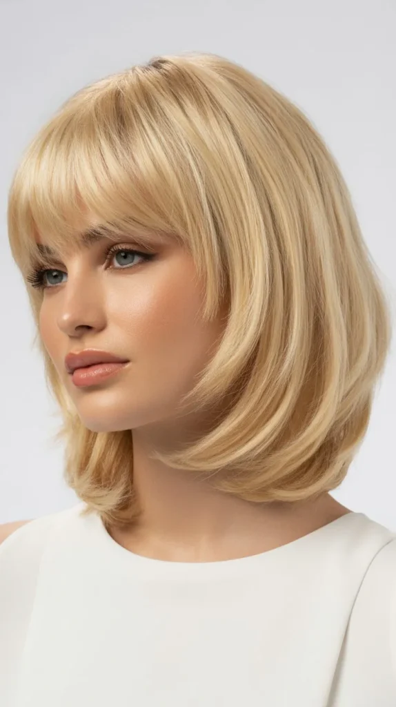 French Bob with Layered Blonde Fringe