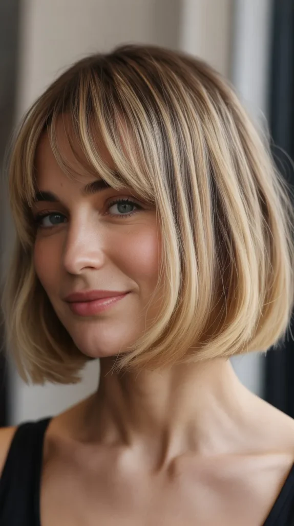  Classic Parisian French Bob with Soft Blonde Bangs