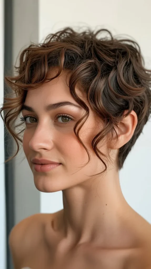 Curly Pixie with Subtle Waves