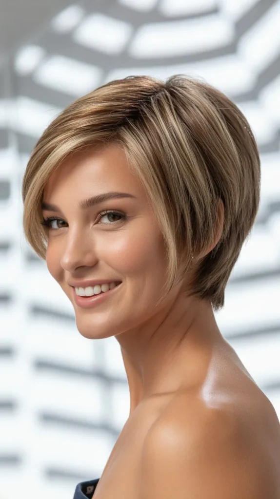 Short Wedge with Side-Swept Bangs