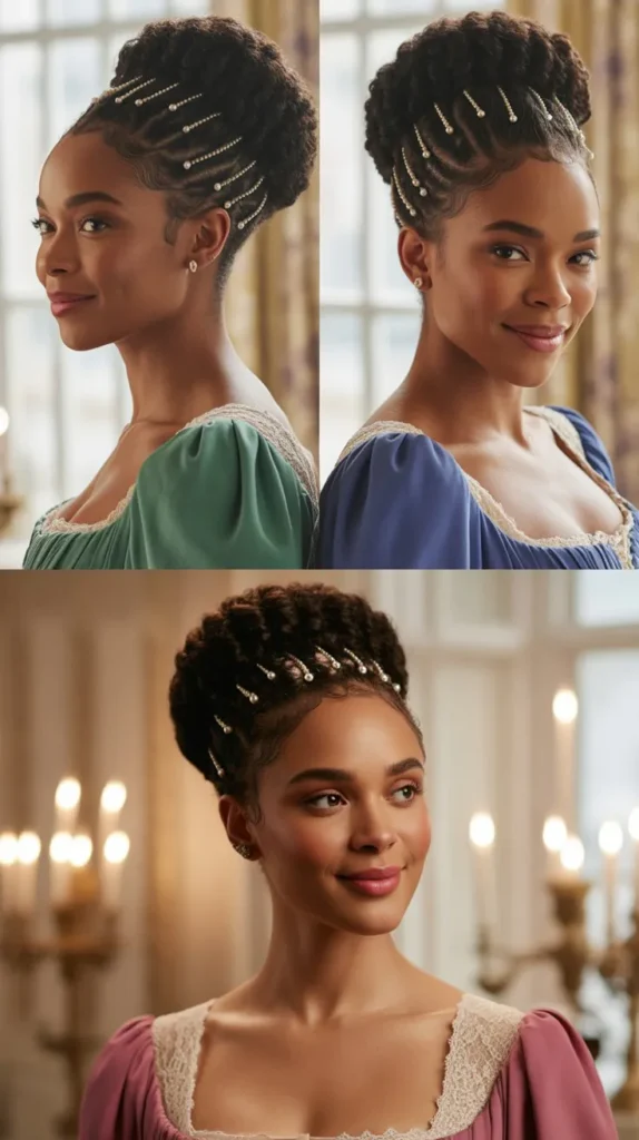 33. Double Bun Updo with Braided Detail