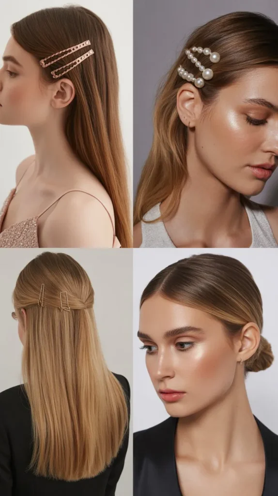  Straight Hair with Decorative Clips