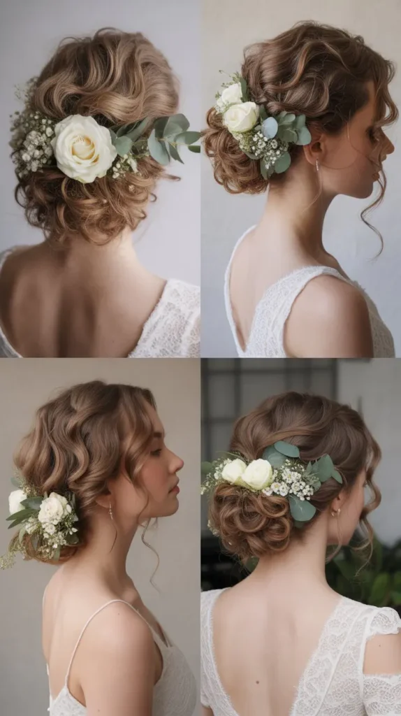 Curly Floral Wedding Updo