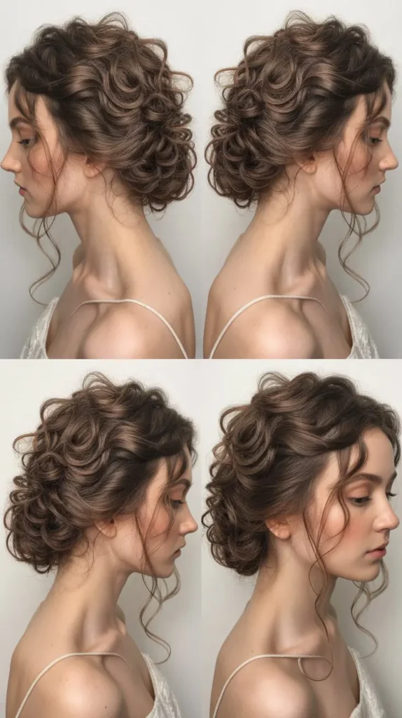 27. Curly Twisted Side Updo