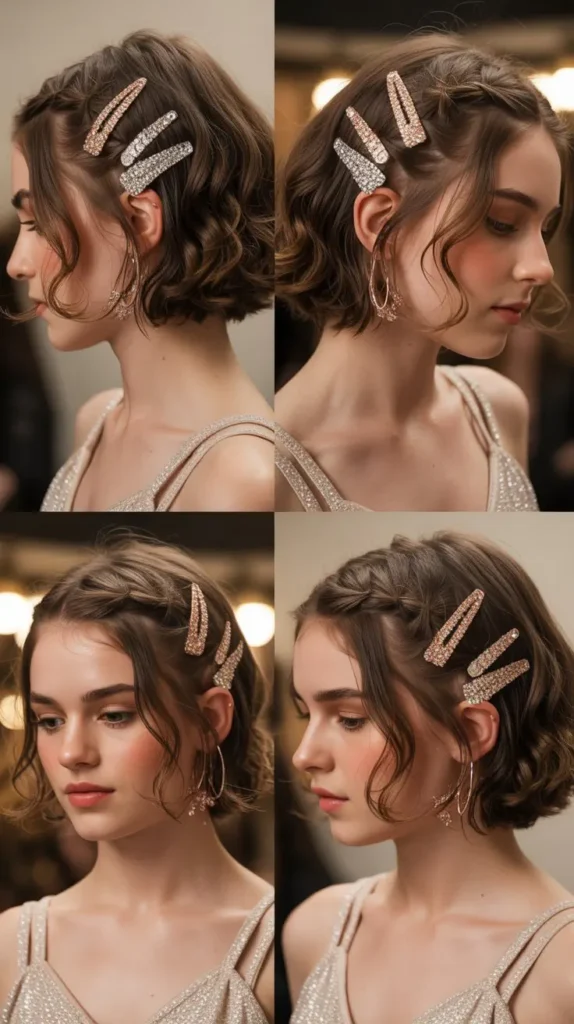 . Short Hair with Glitter Hair Clips