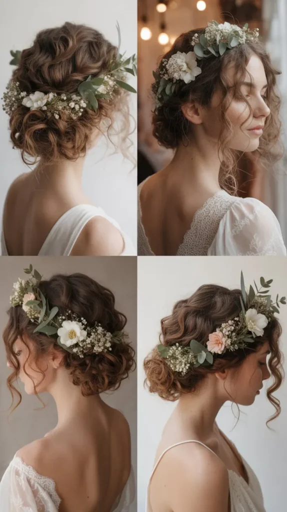 16. Boho Curly Wedding Updo