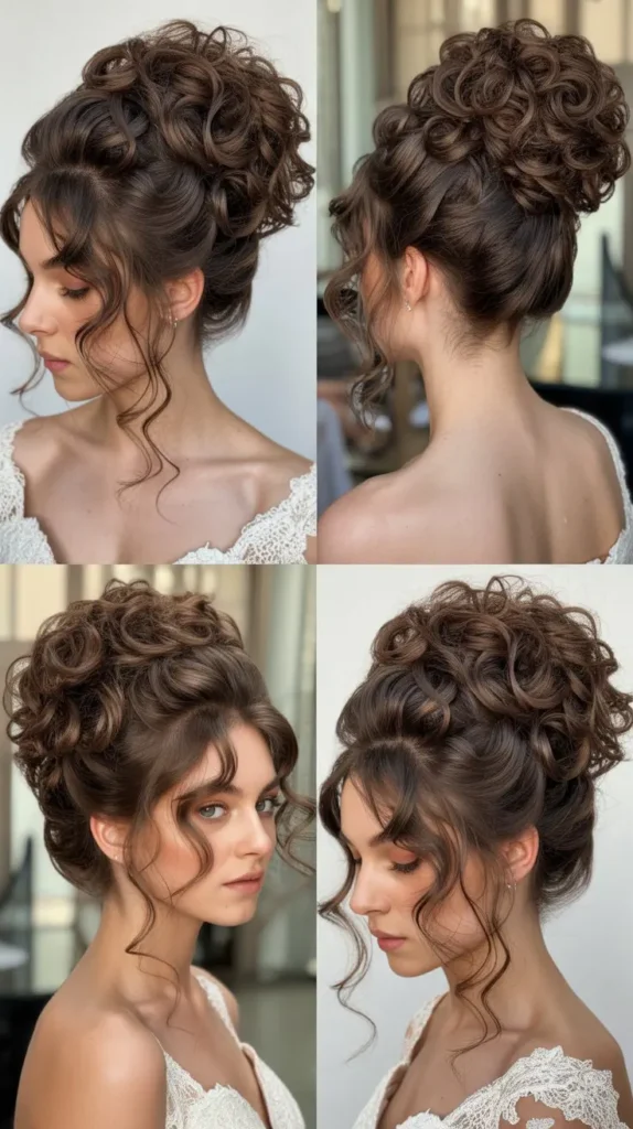 High Curly Bridal Updo