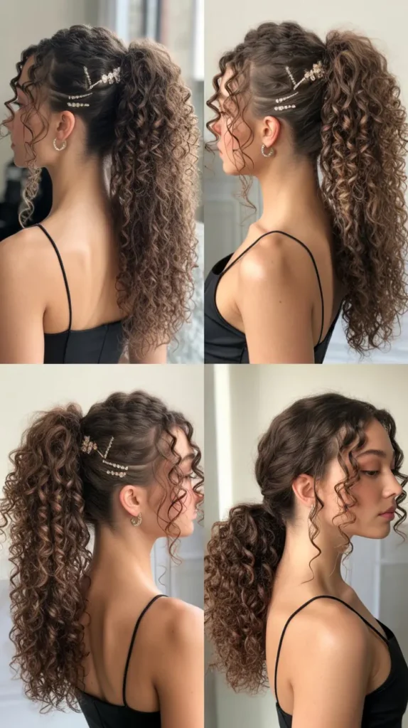 . Curly Glam Ponytail with Volume