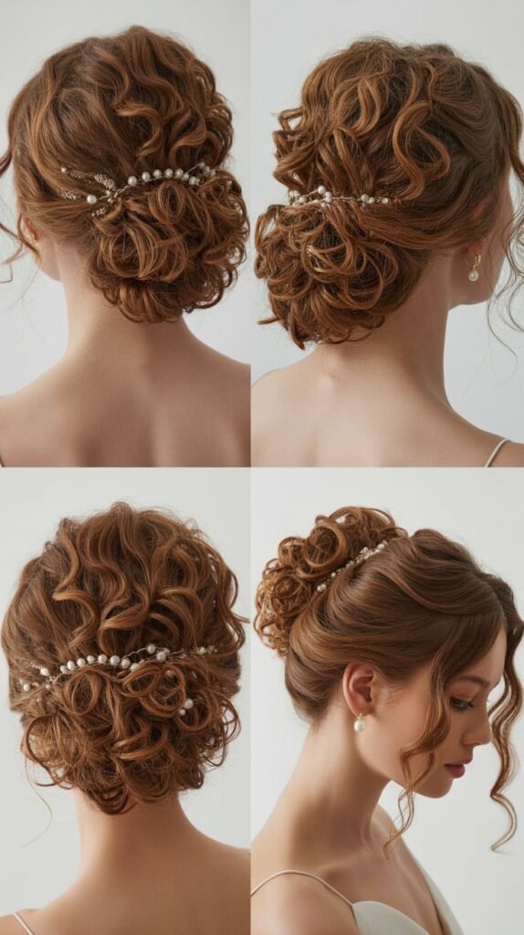 32. Glamorous Curly Bridal Updo