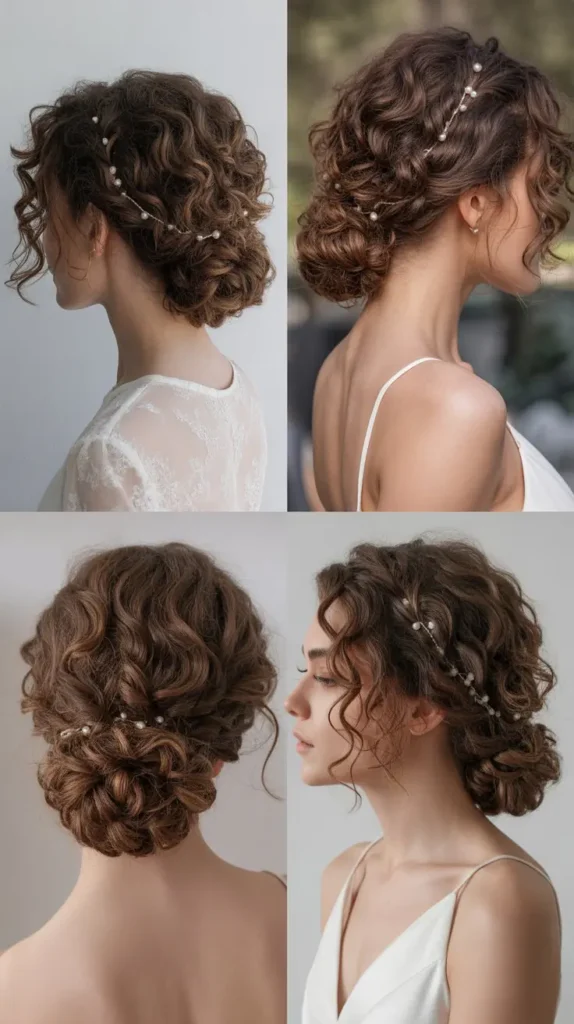 Curly Side Bun Wedding Updo