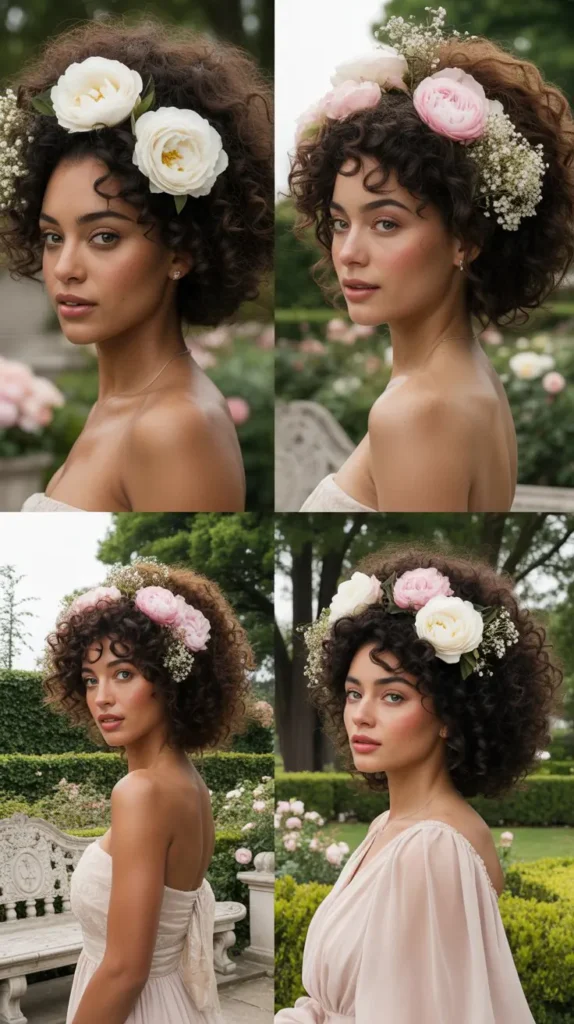6. Floral-Adorned Natural Puff