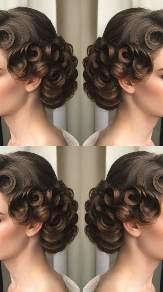 22. Curly Vintage Glam Updo
