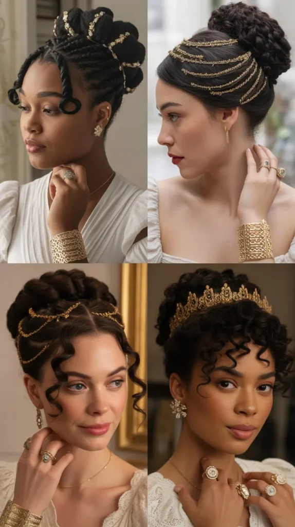 Twisted Updo with Gold Accessories