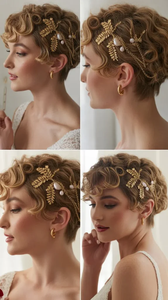 . Curly Pixie with Hair Jewelry