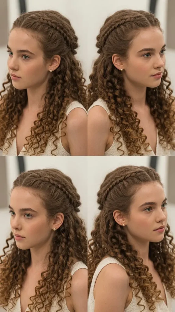  Curly Braided Half-Up Style