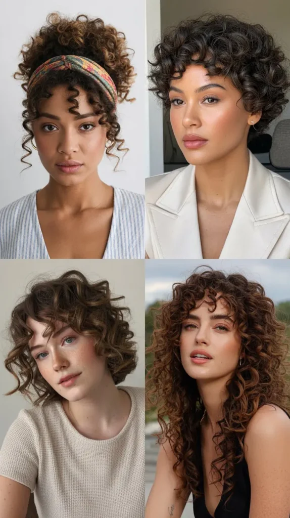 12. Headband With Natural Curls Pineappled