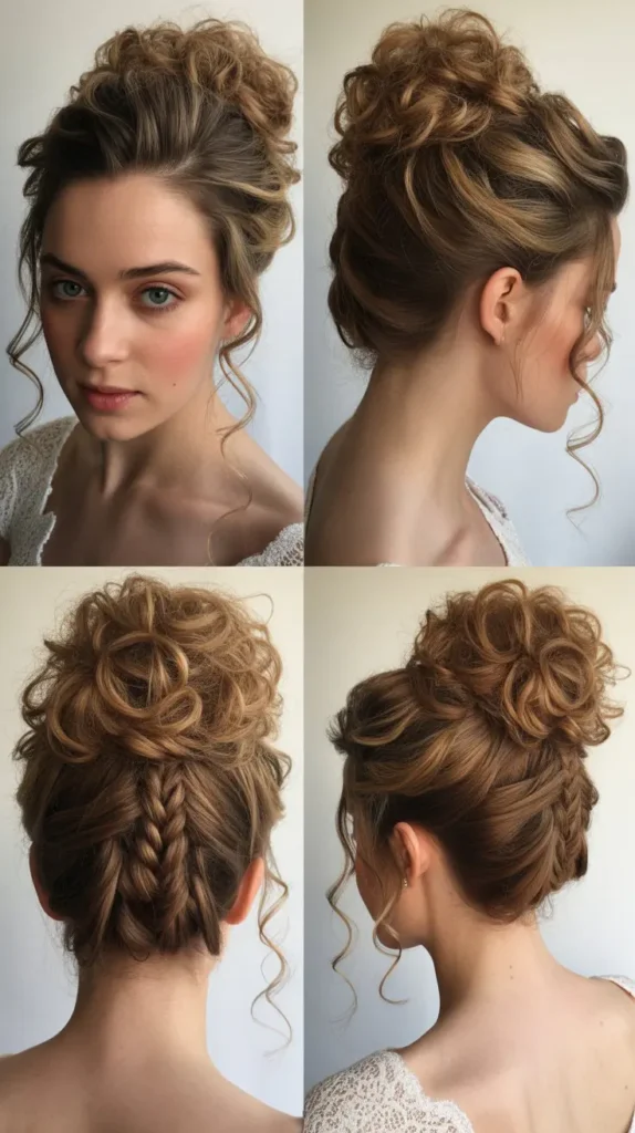  Curly Updo with Braided Back Detail