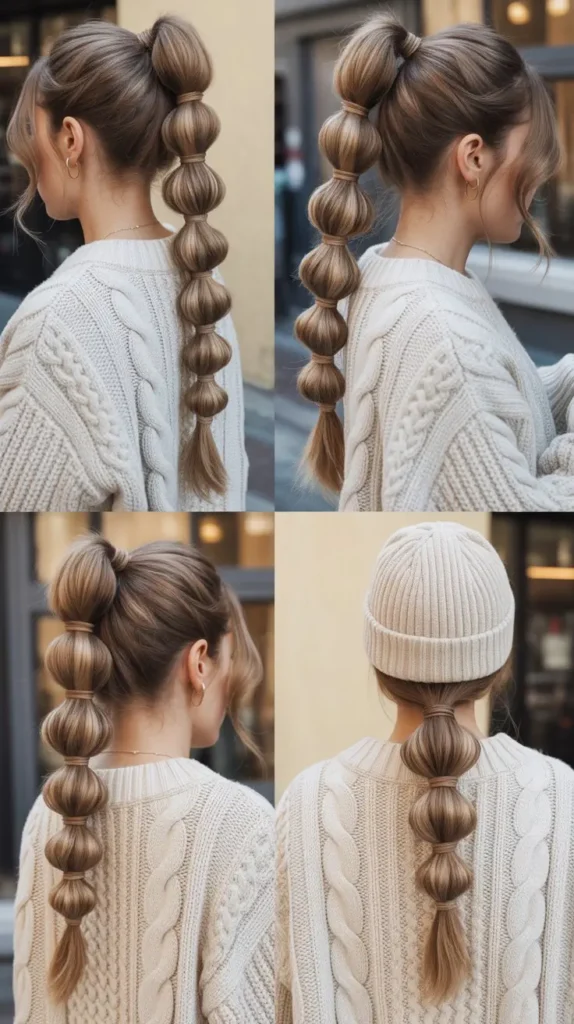  Braided Bubble Ponytail